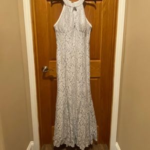 Blue Lace Prom Dress